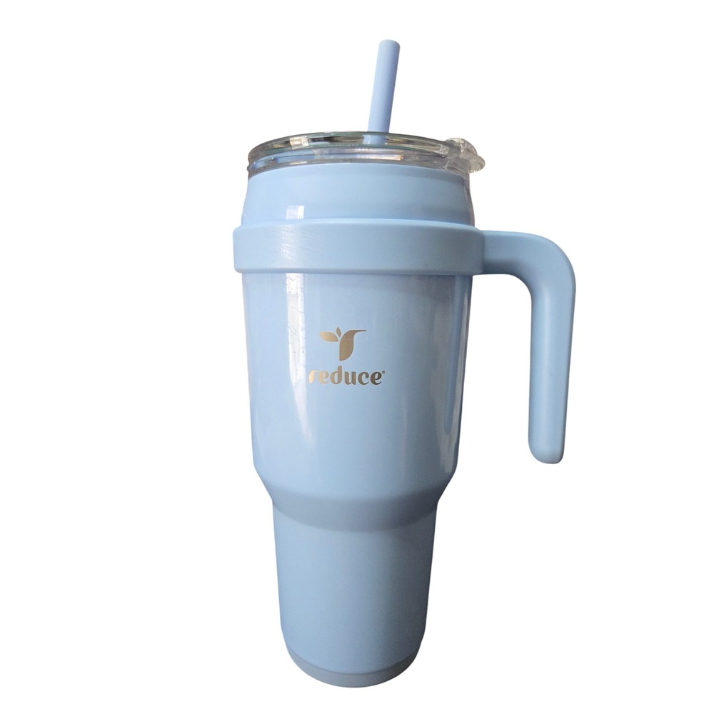 Reduce Cold1 40 oz Insulated Stainless Steel Tumbler Light Blue 3-in-1 Lid Straw